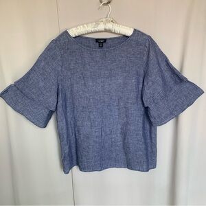 Lord & Taylor Blue Linen Top